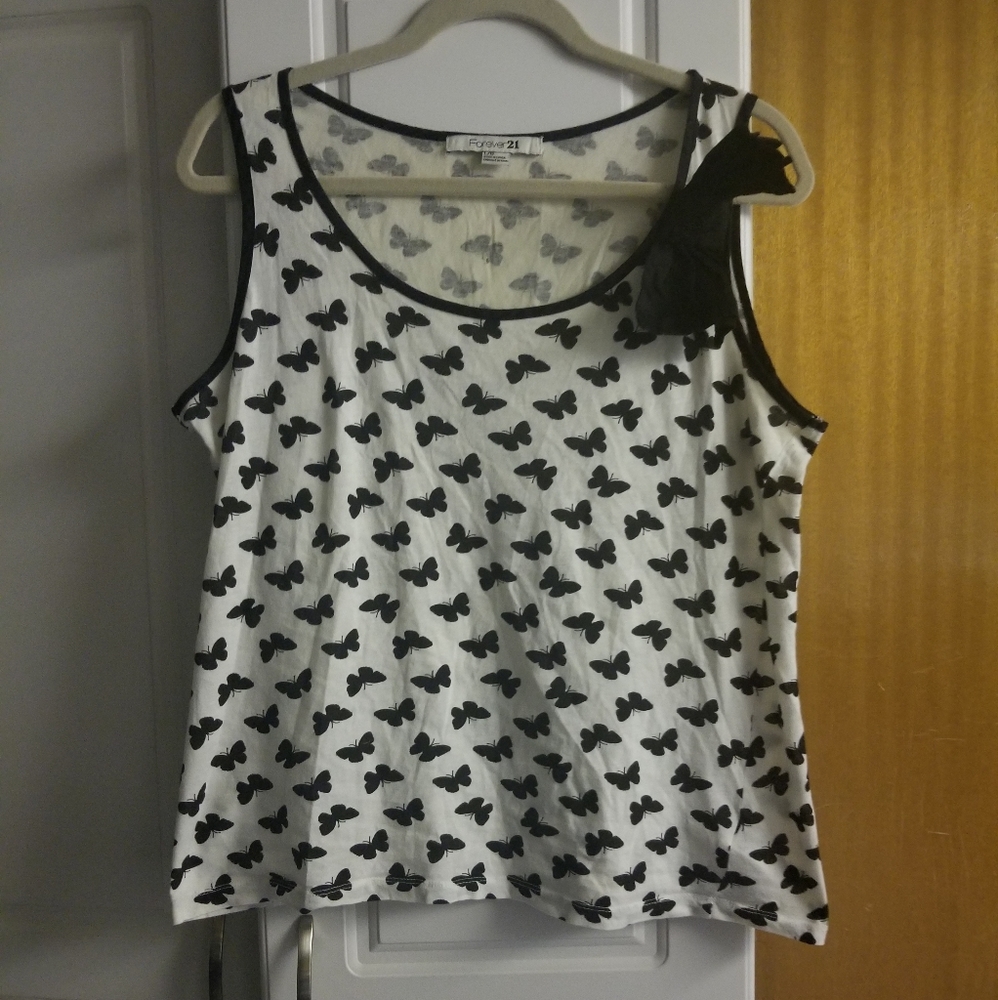 👙Forever 21 retro butterfly tank top with side bow
